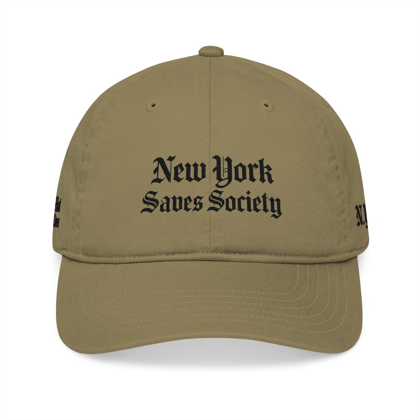 New York Saves Society | Organic Embroidered Baseball Cap | Jungle | Old English Logo | Free Palestine Collection