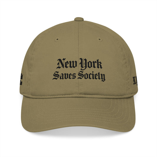 New York Saves Society | Organic Embroidered Baseball Cap | Jungle | Old English Logo | Free Palestine Collection